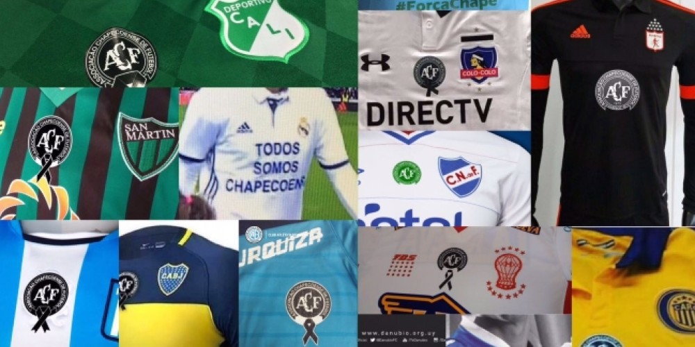 Las camisetas de los clubes de todo el mundo homenajean a Chapecoense