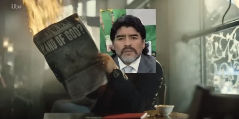 El curioso spot de la televisi&oacute;n inglesa que muestra im&aacute;genes de Maradona y Messi