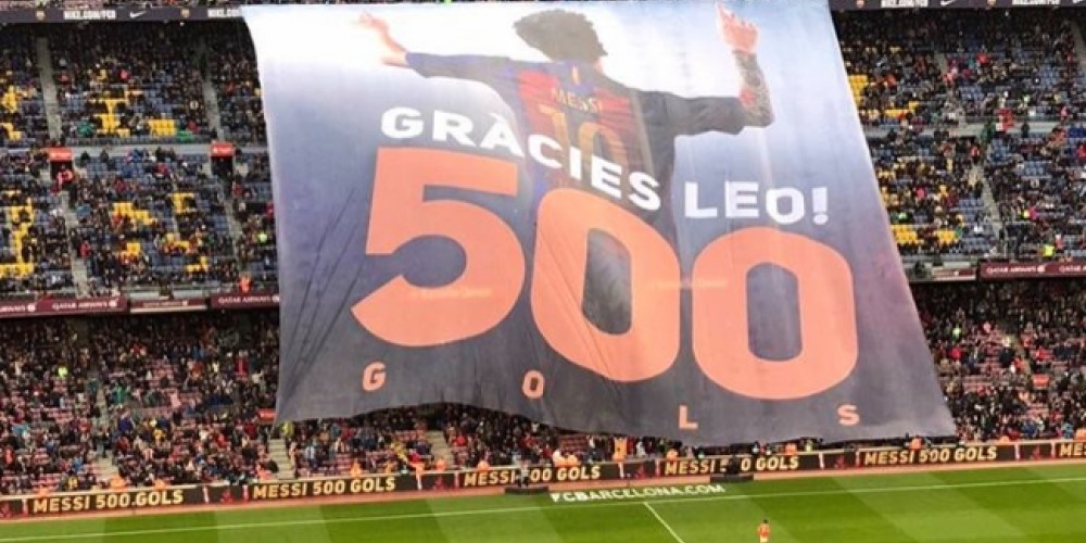 El mosaico que prepar&oacute; el FC Barcelona en homenaje a Messi 