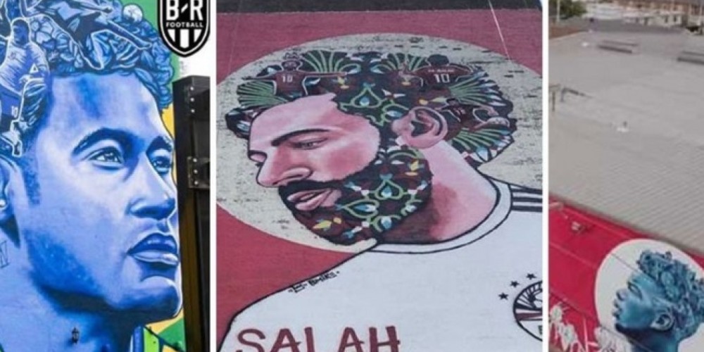 Un artista retrat&oacute; a Salah, Pogba y Neymar en tres ciudades distintas de Estados Unidos