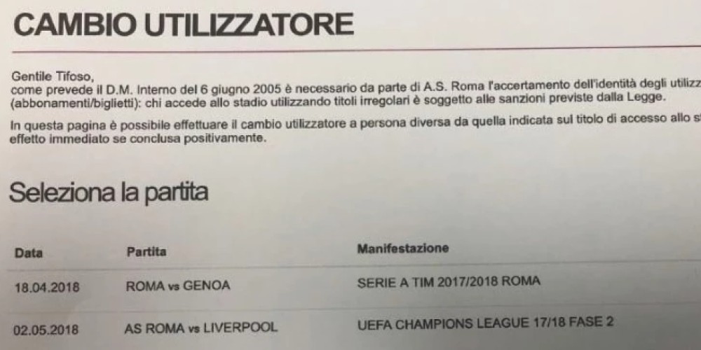 Antes del sorteo, la Roma ya vendi&oacute; entradas frente al Liverpool en su p&aacute;gina web