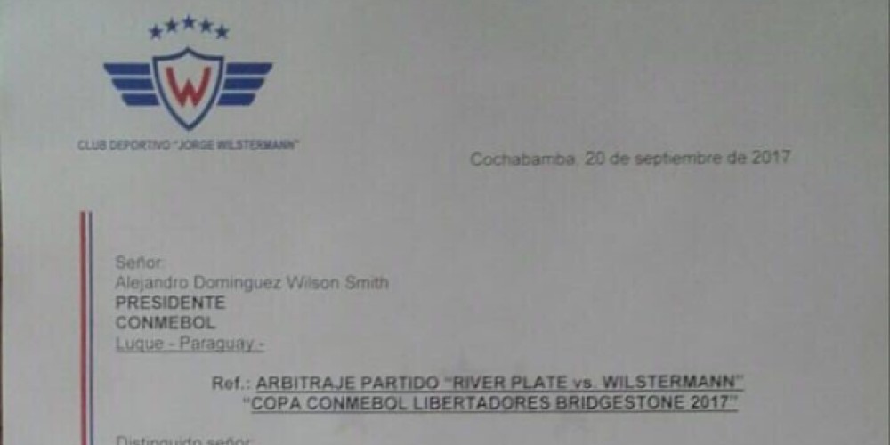 Jorge Wilstermann y una pol&eacute;mica carta a la CONMEBOL tras el cambio de &aacute;rbitros para el encuentro