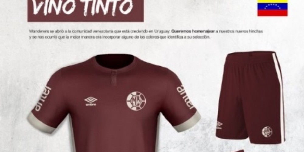 El Montevideo Wanderers homenajea a la comunidad venezolana que vive en Uruguay con su nueva camiseta