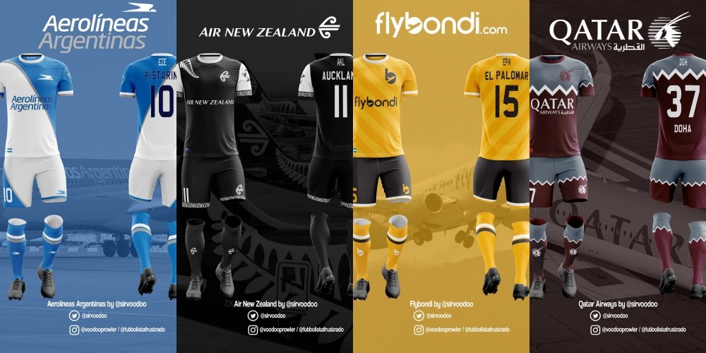Imperdible: As&iacute; ser&iacute;an las camisetas si las aerol&iacute;neas fuesen equipos de f&uacute;tbol