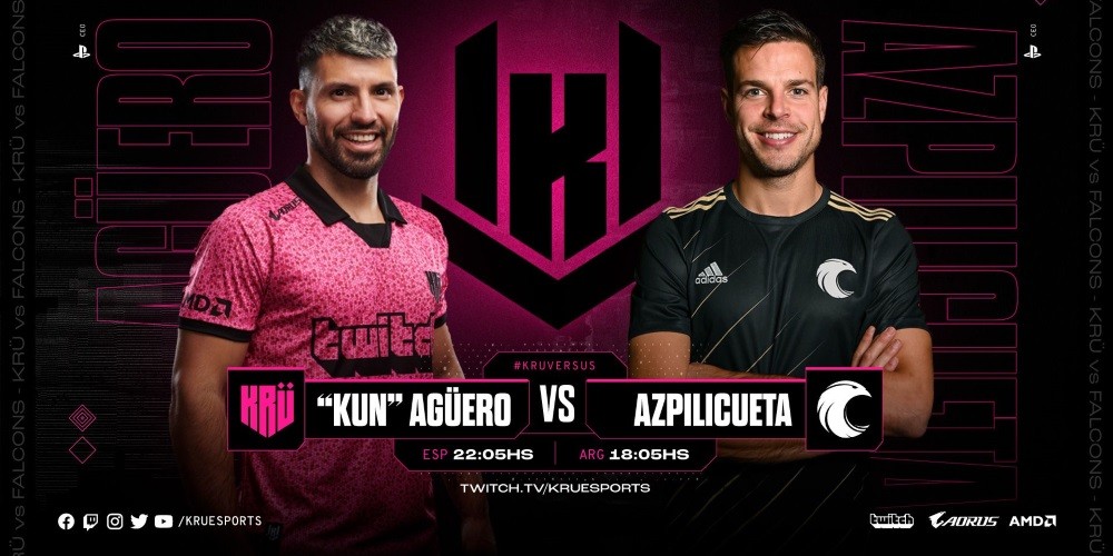 KRÜ Esports sale a la cancha: el equipo del Kun Agüero desafió al de Azpilicueta
