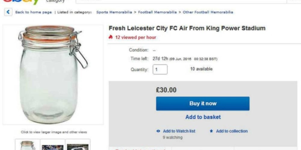 Ins&oacute;lito: venden en eBay aire del estadio del Leicester
