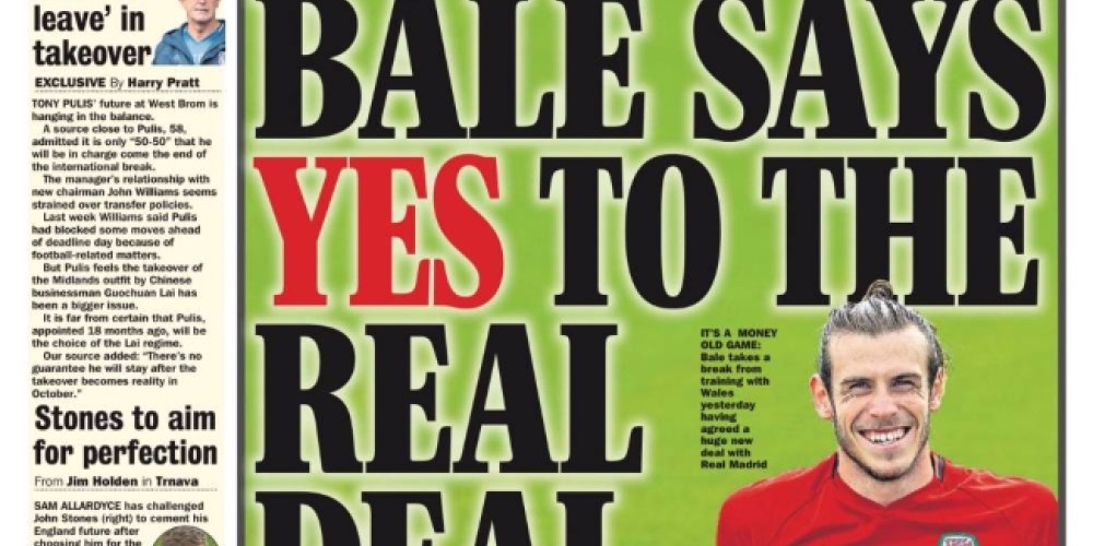 Bale ganará más de 400 mil euros por semana