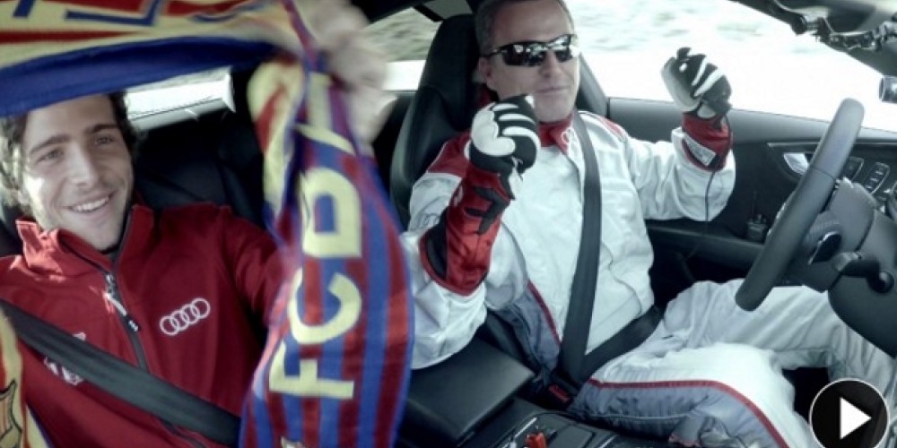 Las estrellas del Barcelona a 200 km/h en un auto con piloto automático