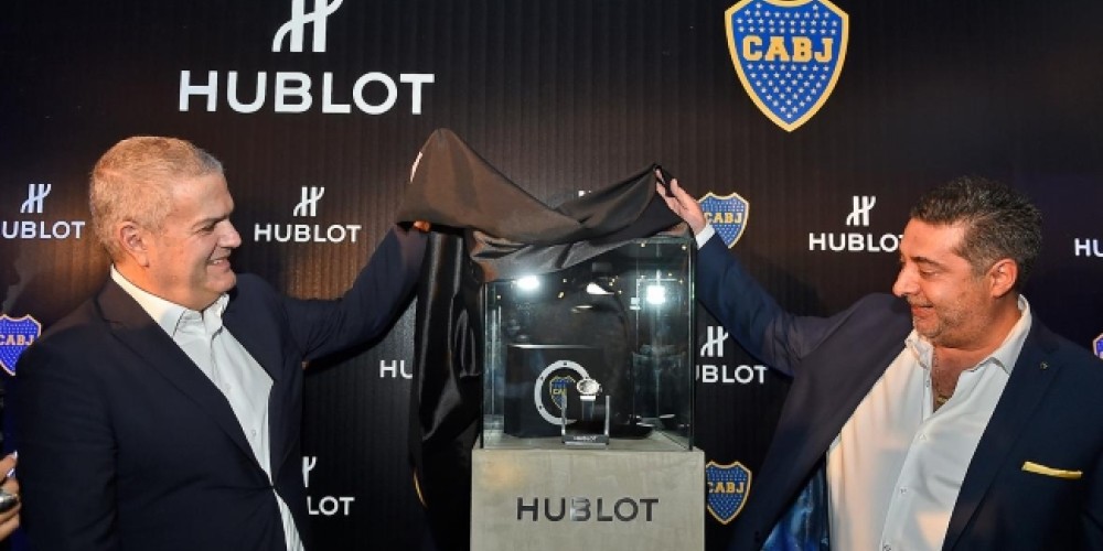 Con la presencia de Angelici, Pampita y varios jugadores, Boca presentó relojes personalizados de un nuevo sponsor