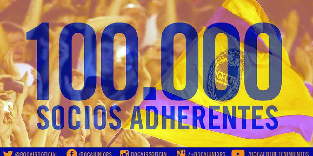 Boca lleg&oacute; a los 100 mil socios adherentes