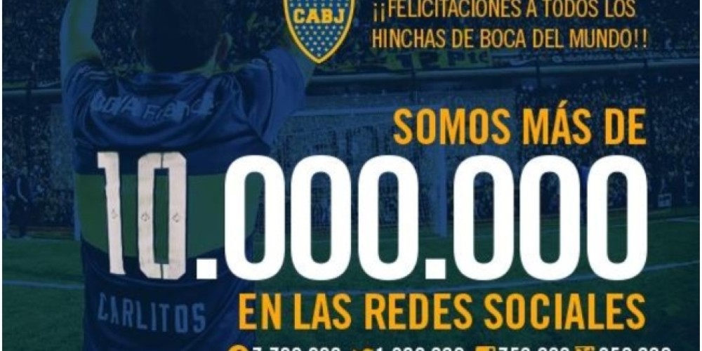 Boca es el club récord del fútbol argentino en las redes sociales