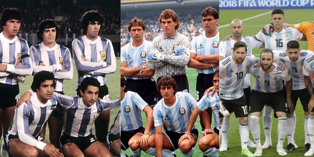 Cordones en el cuello, el escudo de AFA y las estrellas; los cambios de la camiseta de Argentina en los Mundiales