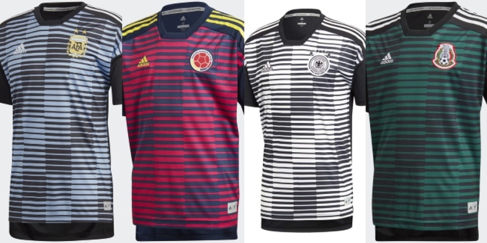 adidas también presentó las camisetas de entrenamiento para Rusia 2018 bajo un mismo patrón de diseño