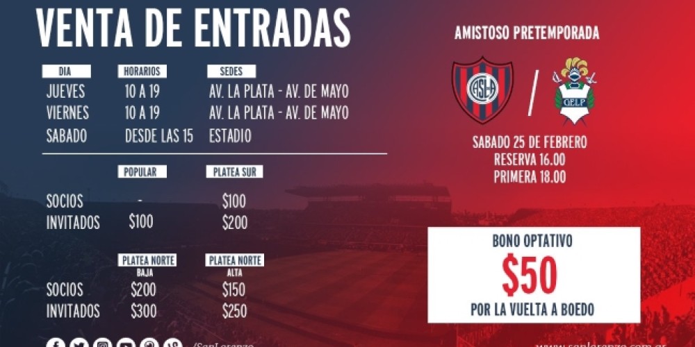 San Lorenzo cierra la pretemporada con público ante Gimnasia de La Plata
