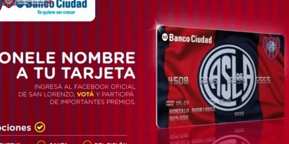San Lorenzo y Banco Ciudad invitan a los hinchas a ponerle nombre a la tarjeta del club
