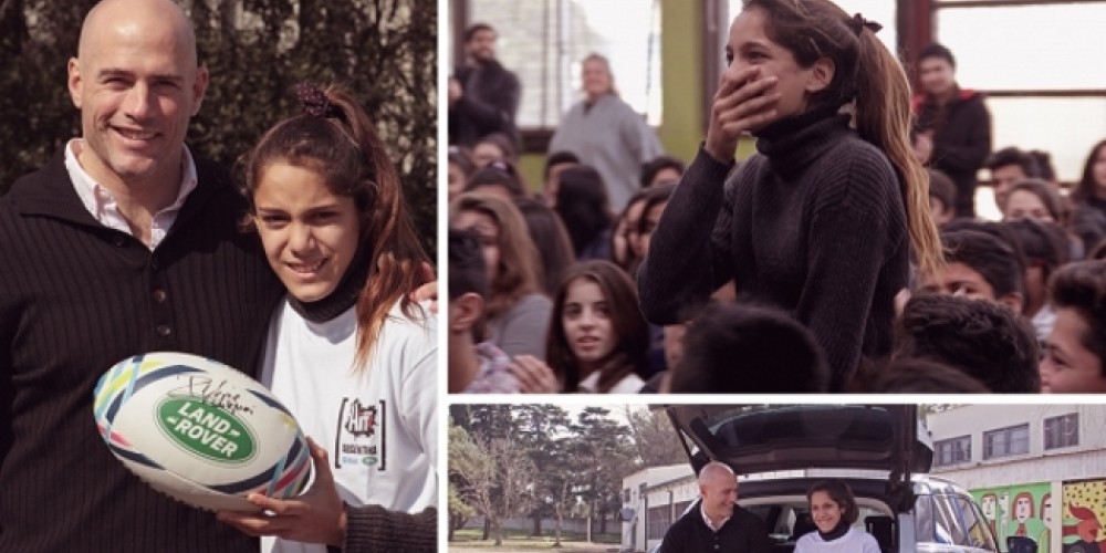 Contepomi y Land Rover sorprendieron a una niña que será la mascota argentina en el Mundial