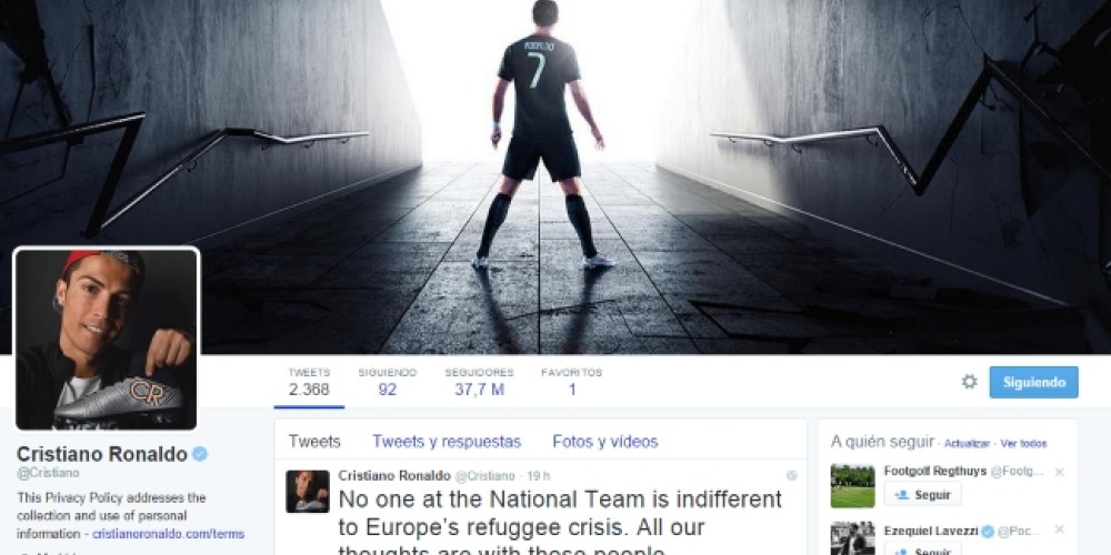 Un tuit de Cristiano Ronaldo vale 250 mil dólares