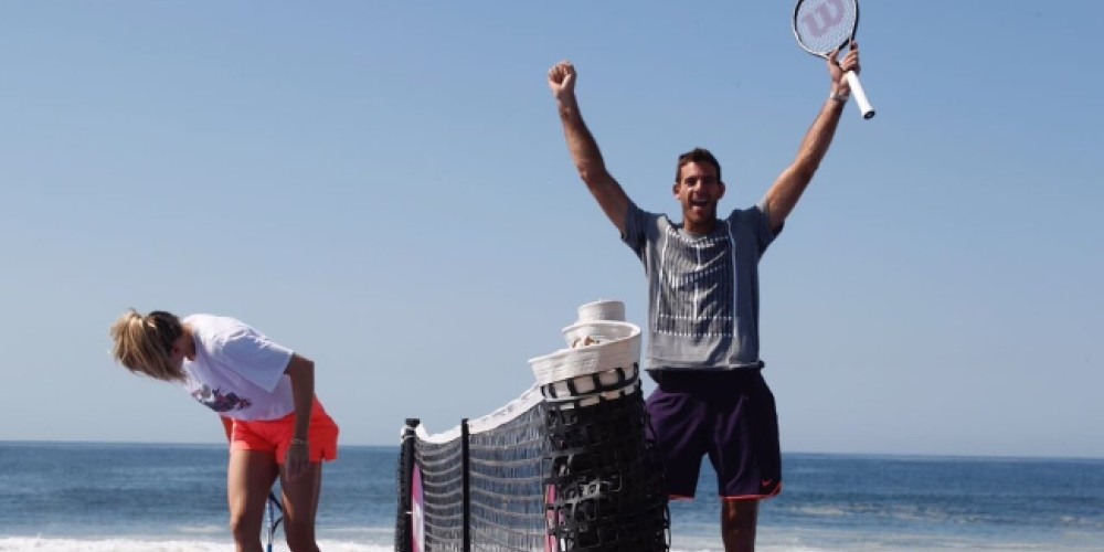 Del Potro particip&oacute; de un &lsquo;tenis de playa&rsquo; junto a Genie Bouchard 