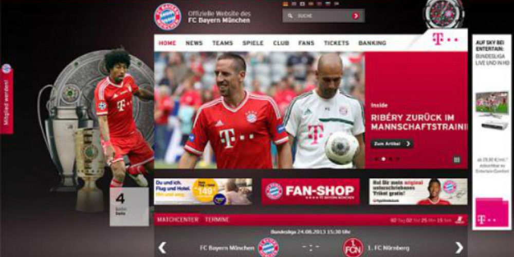 El Bayern Munich renov&oacute; completamente su p&aacute;gina web