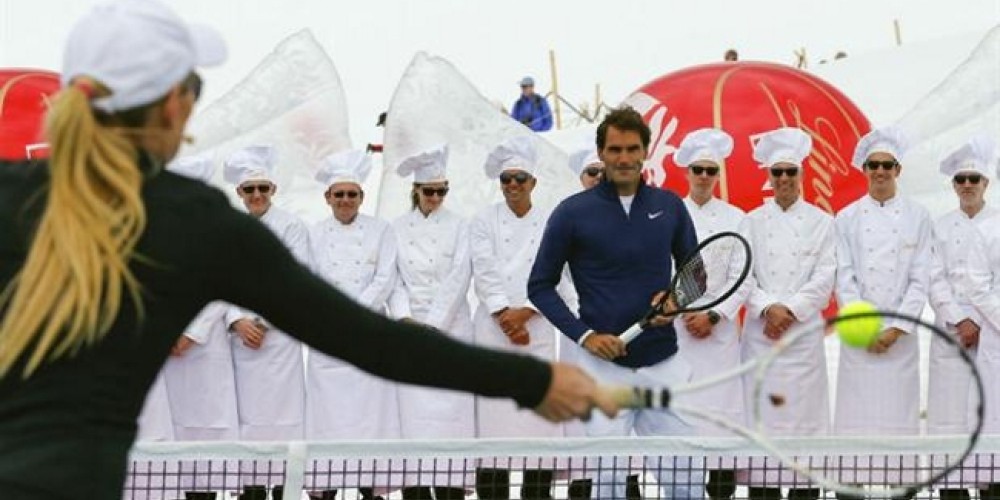 Federer llev&oacute; su tenis a los Alpes Suizos con una marca de chocolates