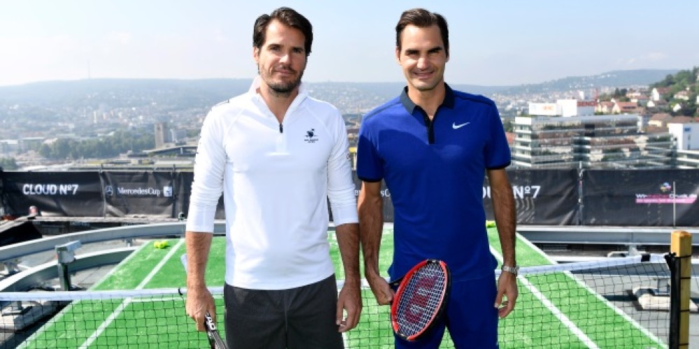 Federer y Tommy Haas jugaron al tenis en las alturas junto a Mercedes