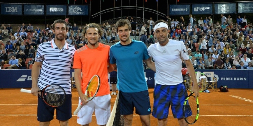 Forlán y Martín Bossi se lucieron en un partido de exhibición ante tenistas de primera línea en Montevideo