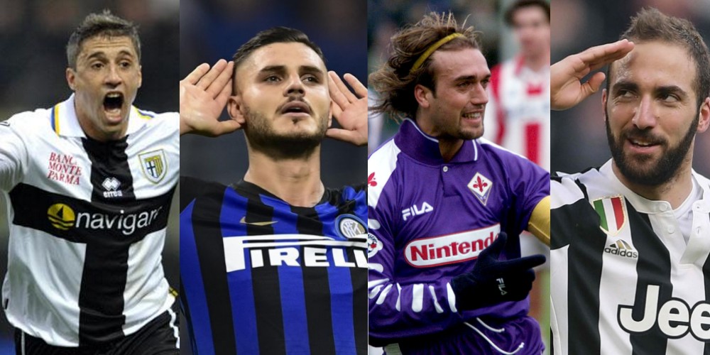 Los m&aacute;ximos goleadores argentinos en la historia de la Serie A