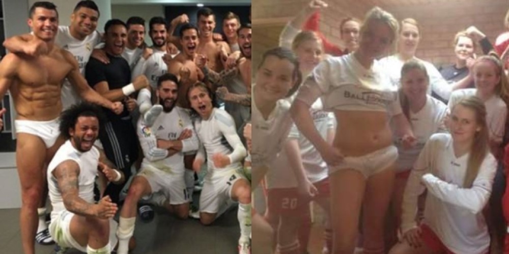 Un equipo femenino de Holanda parodió la foto del festejo del Real Madrid