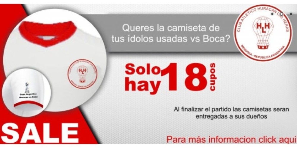 Hurac&aacute;n Las Heras vendi&oacute; las camisetas que usar&aacute;n sus jugadores ante Boca