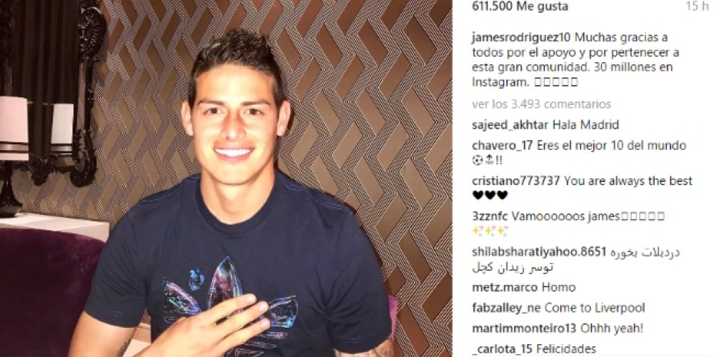 As&iacute; celebro James Rodr&iacute;guez sus 30 millones de seguidores en Instagram