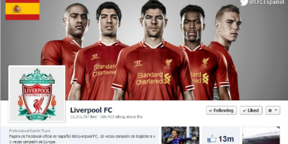 El Liverpool lanz&oacute; su perfil de Facebook en espa&ntilde;ol