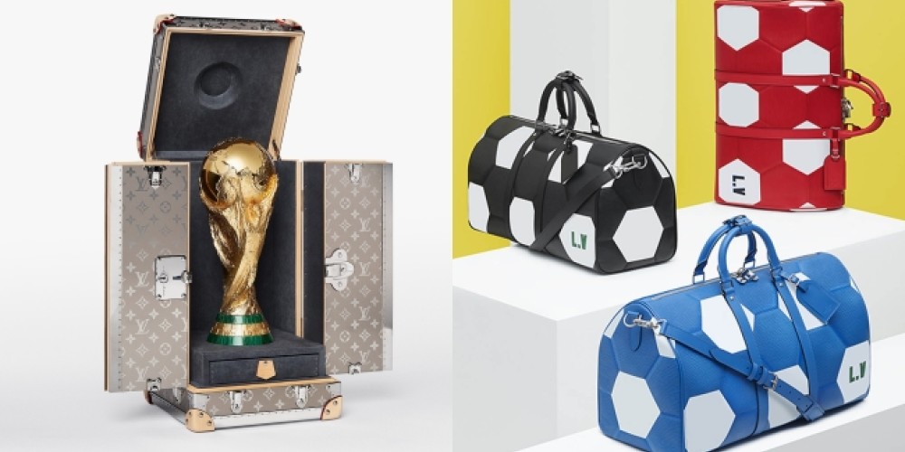 Louis Vuitton presentó una lujosa colección mundialista con la caja de la copa como estandarte