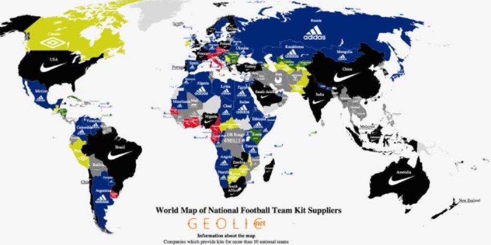 El planisferio de las marcas que visten a todas las selecciones