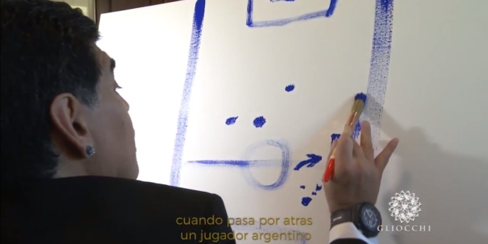 El d&iacute;a que Maradona dibuj&oacute; su mejor gol en una imperdible pintura