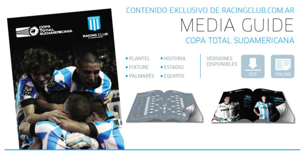 Racing lanz&oacute; su Media Guide para la Copa Total Sudamericana 2013