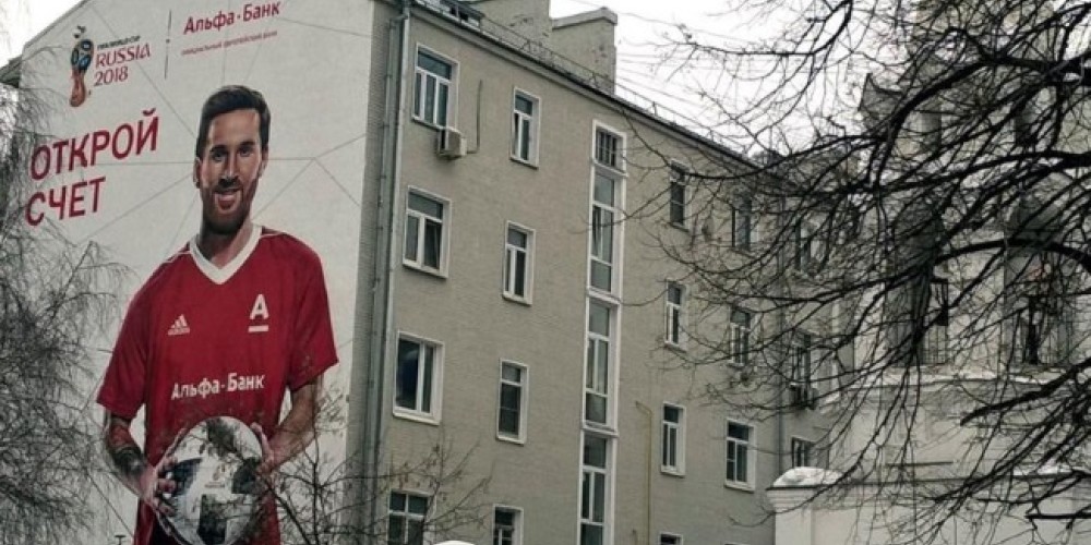 Rusia sorprende con una gigantografía de Messi promocionando el Mundial