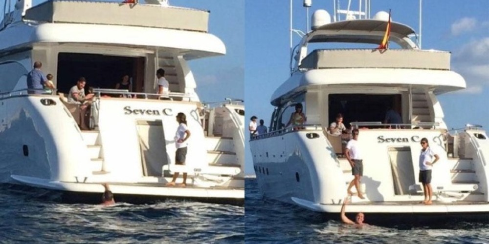 Un fanático llegó nadando hasta el barco de Messi en Ibiza