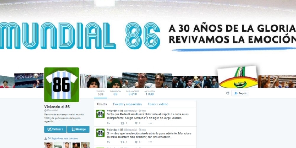 &ldquo;Viviendo el 86&rdquo;, la cuenta de Twitter que repite el a&ntilde;o dorado de Argentina y Maradona