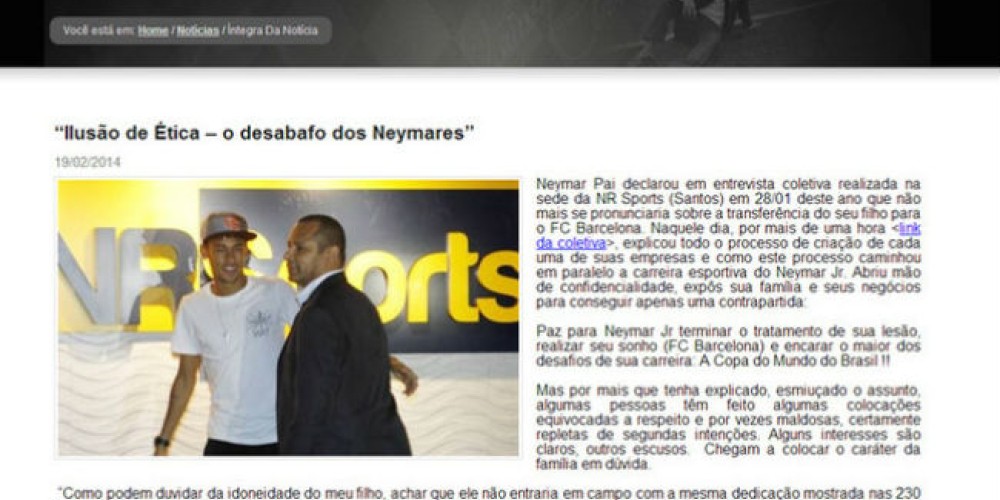 "El desahogo de los Neymares", la carta del padre de Neymar 