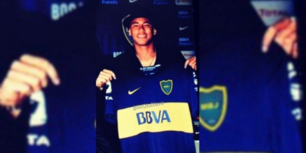 En su visita a la Argentina, Neymar posó con una camiseta de Boca