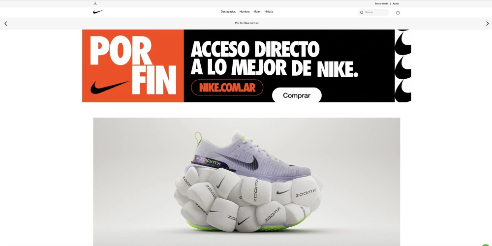 Nike lanz&oacute; su nueva plataforma de venta online en Argentina