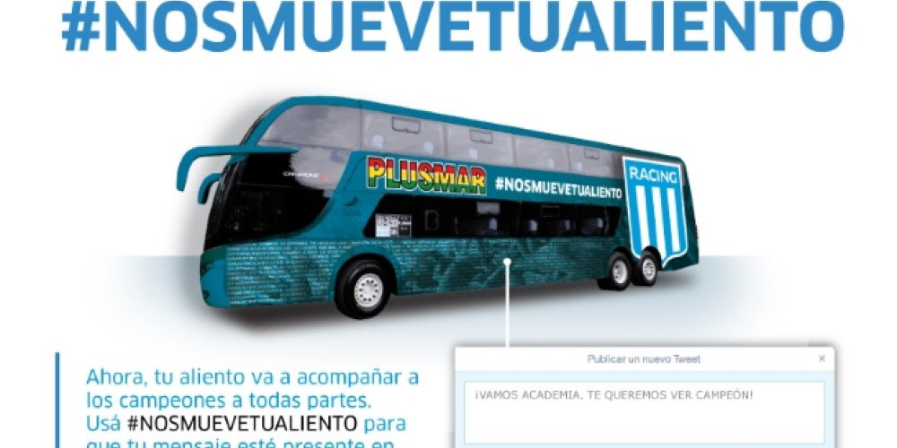 Los tuits de los hinchas de Racing pueden aparecer en el micro oficial