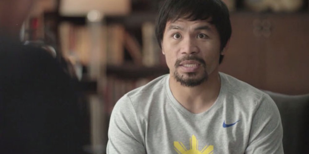 Pacquiao est&aacute; euf&oacute;rico por la pelea en el comercial de Foot Locker