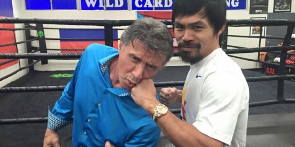 Stallone visit&oacute; a Pacquiao previo a su pelea con Mayweather