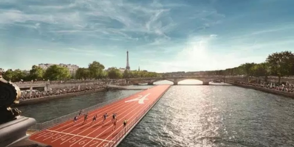 Paris se prepara para los Juegos Olímpicos de 2024 con una pista flotante sobre el Río Sena