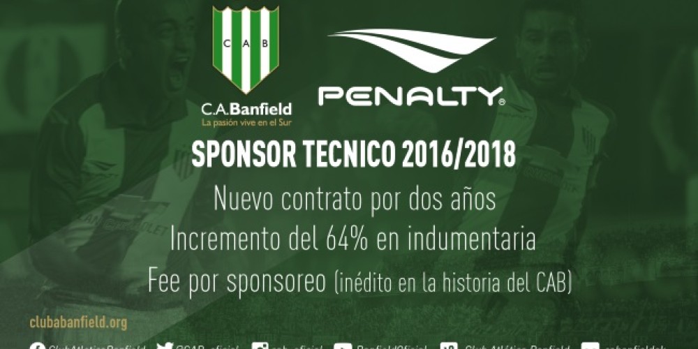 Banfield vestir&aacute; Penalty por dos temporadas m&aacute;s