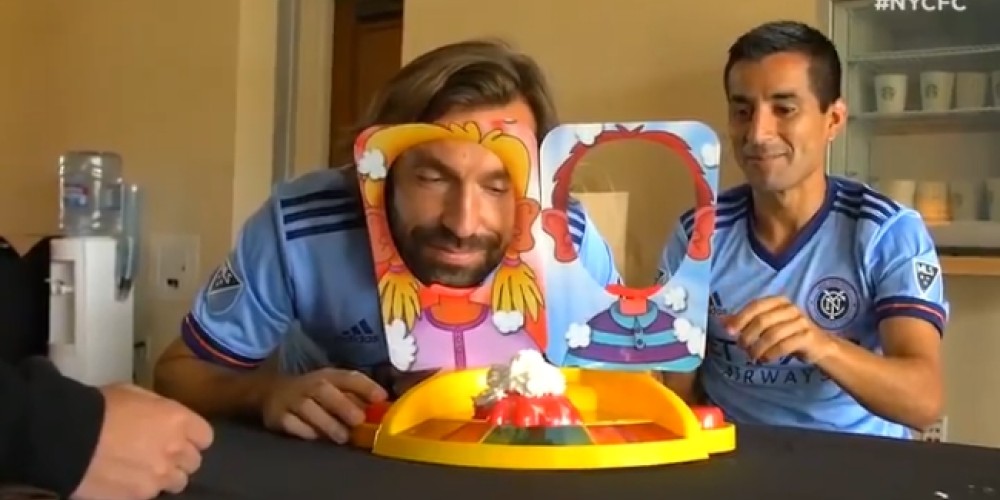 Andrea Pirlo y Maxi Moralez participaron del desaf&iacute;o del pastel con el New York City 