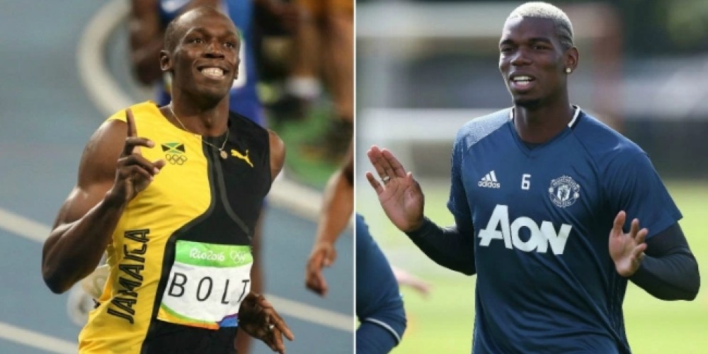 Pogba desafi&oacute; a Bolt a una carrera
