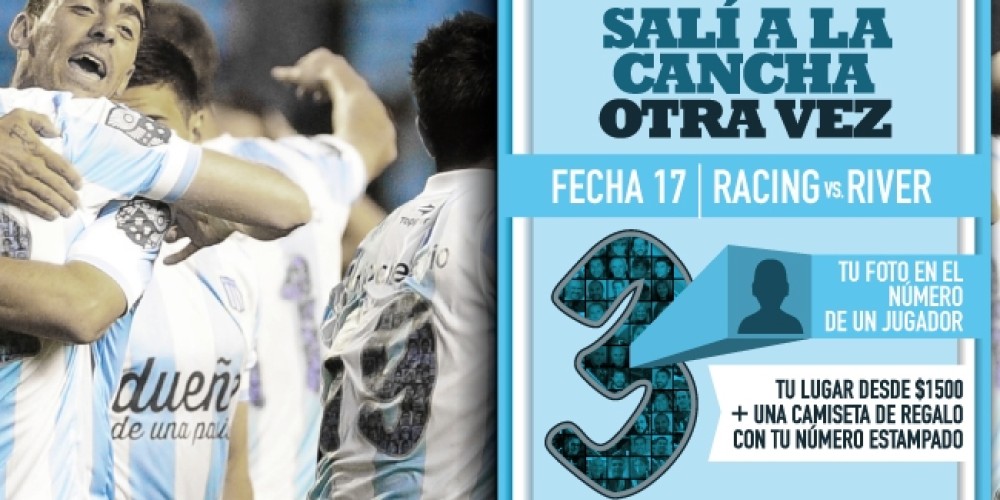 Contra River, Racing lanza la campa&ntilde;a "Sal&iacute; a la cancha otra vez"