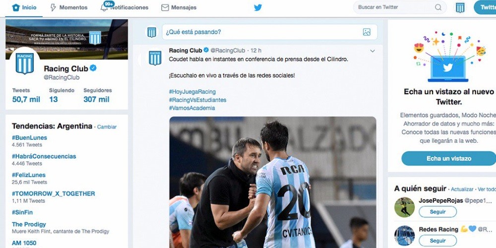 Racing cerró un acuerdo con Twitter y su twemoji recorrerá las redes sociales